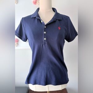 Ralph Lauren Navy Polo Shirt | Women’s Large | Classic Red Pony